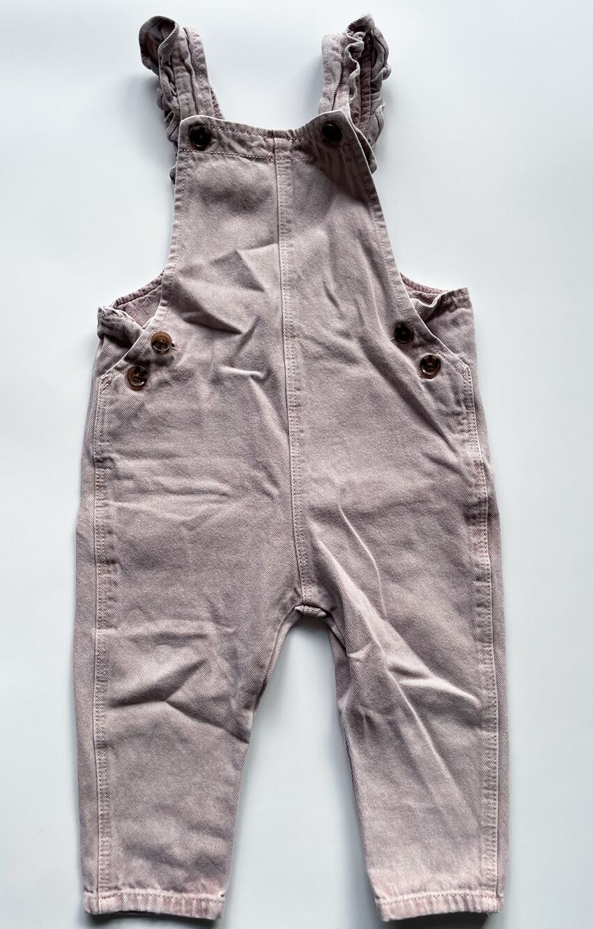 Toddler Girl's Zara Cotton Bib Overalls Size 12-18 Months